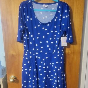 NWT XL Lularoe Navy with white polka-dots